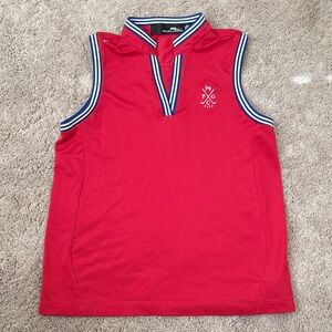 Girls RLX Ralph Lauren Sleeveless Red Polo Shirt size 8-10 Medium